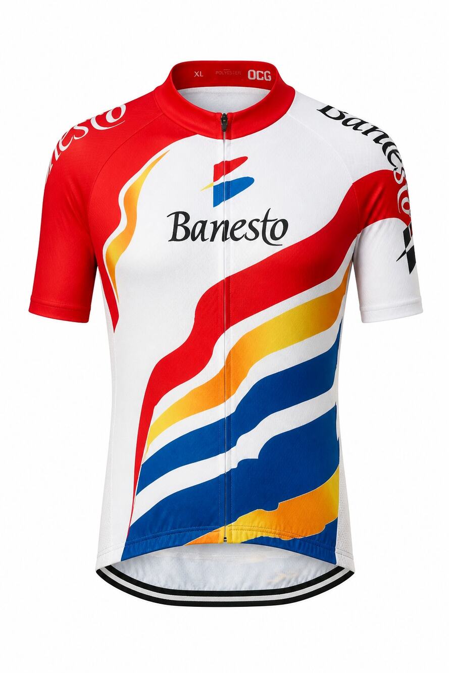 OCG Banesto Cycling Jersey Mens XL SS Full Zip Miguel Indurain Replica
